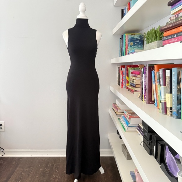 Meshki Louisa High Neck Knit Black Maxi Dress Backless Small - Picture 4 of 15